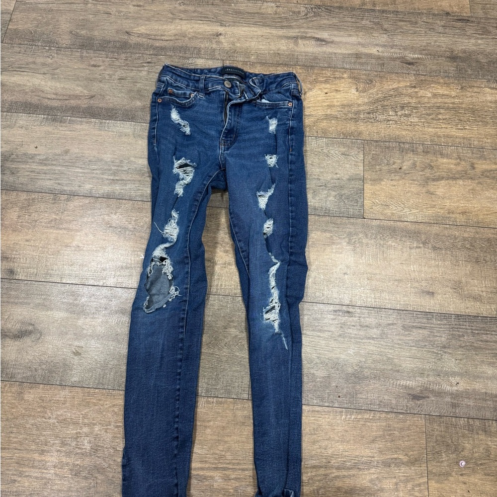 Aeropostale Dark Blue Distressed Skinny Jeans